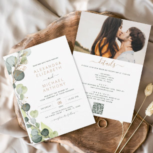 All in one Eukalyptus Greenerity QR Code Wedding Einladung