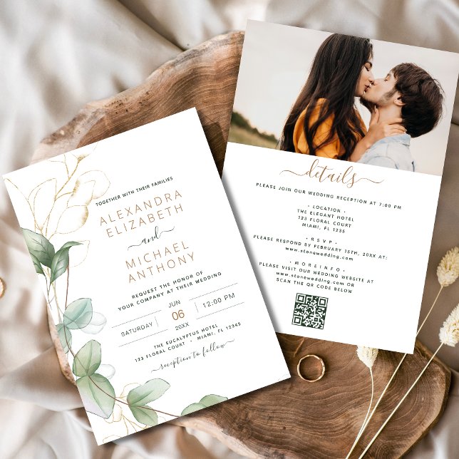 All in one Eukalyptus Greenerity QR Code Wedding Einladung (Von Creator hochgeladen)