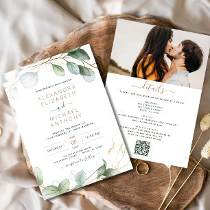 All in one Eukalyptus Greenerity QR Code Wedding Einladung