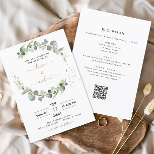 All in one Eukalyptus QR Code Greenerity Wedding Einladung