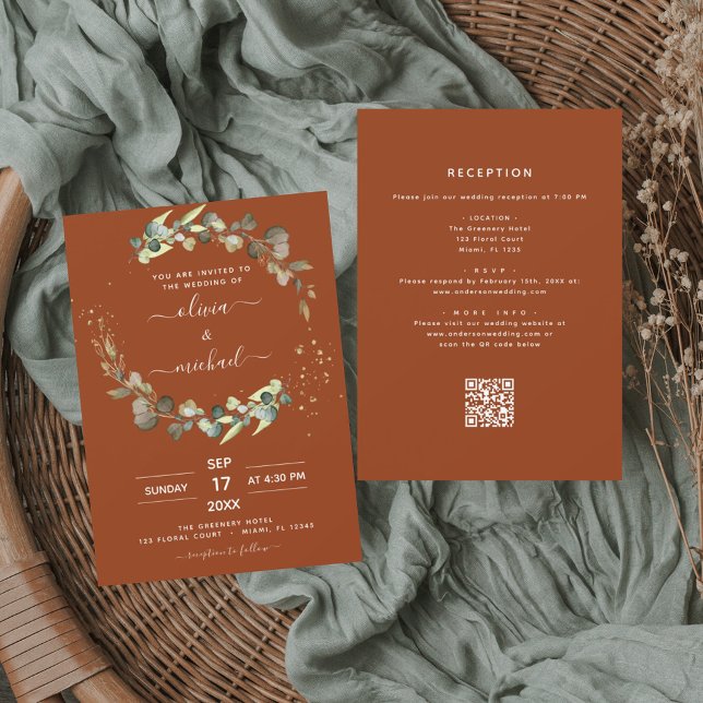 All in one Eukalyptus QR Code Hochzeit Einladung (Von Creator hochgeladen)