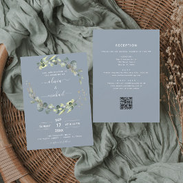 All in one Eukalyptus QR Code Hochzeit Einladung