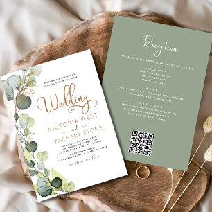 All in one Eukalyptus QR Code Wedding Greenery Einladung