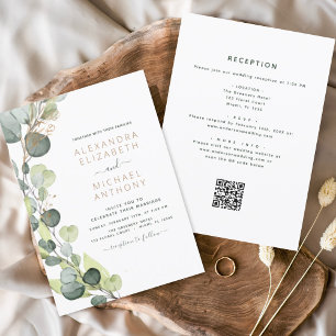All in one Eukalyptus QR Code Wedding Greenery Einladung