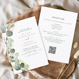 All in one Eukalyptus QR Code Wedding Greenery Einladung