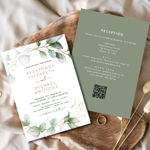 All in one Eukalyptus QR Code Wedding Greenery Einladung