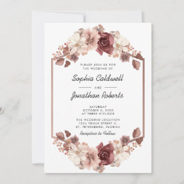 All in one floral Eukalyptus Rose Gold Wedding Einladung