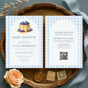 All in One Gingham Baby Brunch Blaues Babyshower Einladung