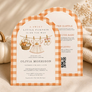 All in One Girl Little Pumpkin Gingham Baby Shower Einladung