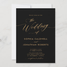 All in One Gold Calligraphy Black Wedding Einladung