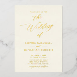All in One Gold Calligraphy on Cream Wedding Folieneinladung