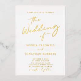 All in One Gold Calligraphy Script Wedding Folieneinladung