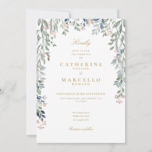All In One Gold Wildflowers Florale Hochzeit Einladung