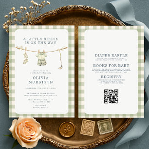 All in One Golf Wäscheleine Gingham Babyparty-Einl Einladung