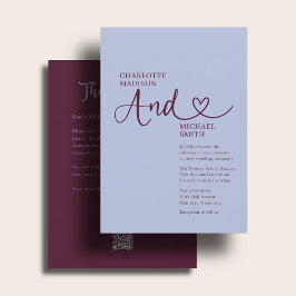 All In One Hochzeit Fette Periwinkle Pflaume Herz Einladung