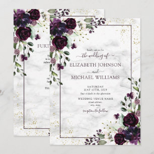 All-in-One Lila Gold Aquarell Blumen Hochzeit Einladung