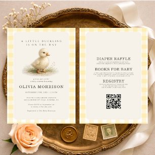 All in One Little Duckling Gingham Baby Shower Einladung