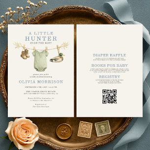 All in One Little Hunter Wäscheleine Baby Shower Einladung