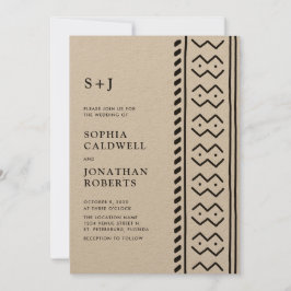 All in One Modern Boho Mudcloth Monogram Wedding I Einladung