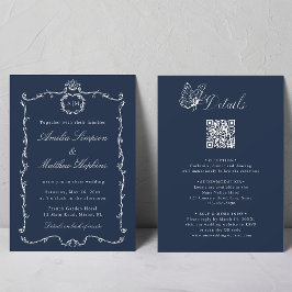 All in One Modern Classic French Wedding Navy Blue Einladung