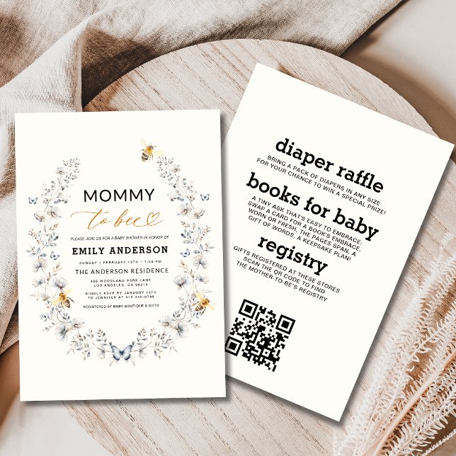 All in one Mommy to Bee Wildblume Baby Shower Einladung (Von Creator hochgeladen)