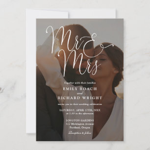All In One Mr And Mrs Chic Script Foto Hochzeit Einladung