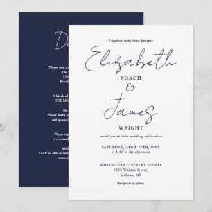 All In One Navy Blau Minimalistisches Elegantes Ho Einladung