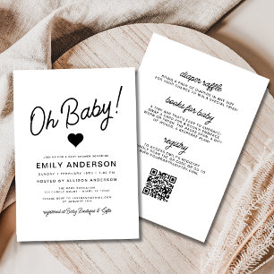 All in One Oh Baby Minimalistisch Baby Dusche Einladung