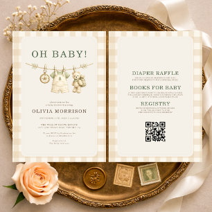 All in One Oh Baby Wald-Wäscheleine-Baby Shower Einladung