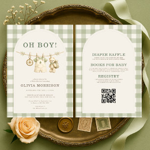 All in One Oh Boy Woodlands Baby Shower Einladung