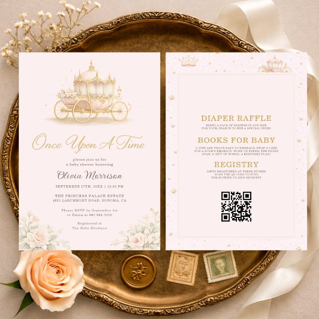 All in One Once Upon A Time Pink Baby Shower Einladung (Von Creator hochgeladen)