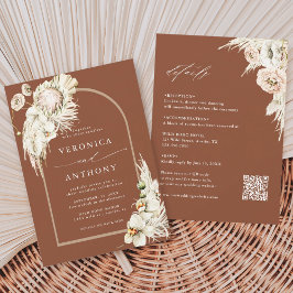 All in one Protea Pampas Grass Wedding Terracotta Einladung