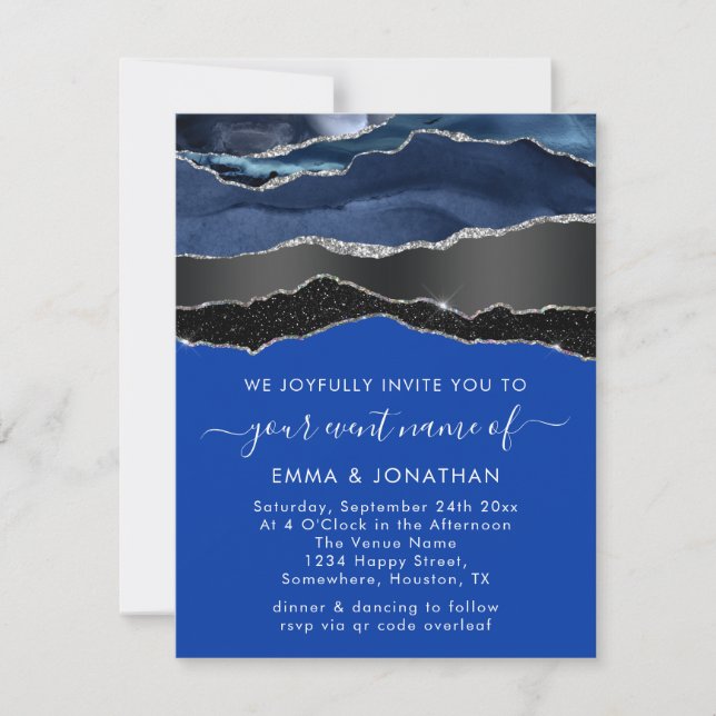 All in one QR Code Black Silver Blue Navy Glitzer (Vorderseite)