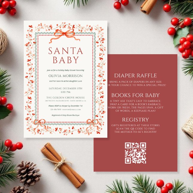 All in One QR Code Santa Baby Baby Shower Einladung (Von Creator hochgeladen)