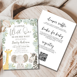 All in One QR Code Wild One Safari Baby Shower Einladung