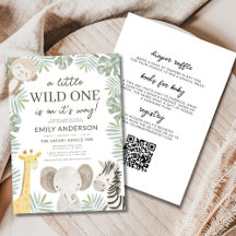 All in One QR Code Wild One Safari Baby Shower
