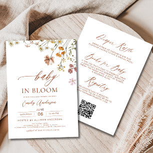 All in One QR Code Wildblume Baby in Bloom Shower Einladung