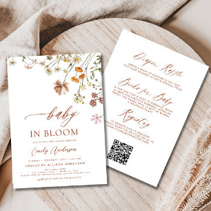 All in One QR Code Wildblume Baby in Bloom Shower Einladung