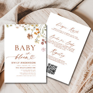 All in One QR Code Wildblume Baby in Bloom Shower Einladung