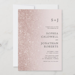 All in one Rose Gold Blush Glitzer Ombre Wedding Einladung