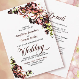 All in one rustic Fall Blumenhochzeit Einladung