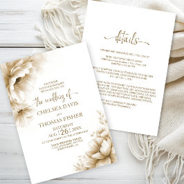 All in One Rustic Neutral Floral Wedding Einladung