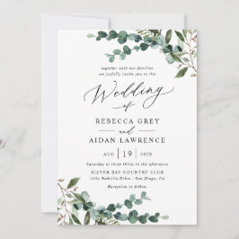 All-In-One Rustic Watercolor Greenery QR Wedding Einladung