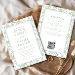 All in One Sage Green French Floral Toile Einladung<br><div class="desc">Celebrate your special day with this all-in-one sage green French floral toile invitation, combining timeless elegance and practical design. Featuring delicate French toile floral patterns in soft sage tones, this invitation includes a detachable RSVP card for effortless correspondence. Perfect for weddings, bridal showers, or garden celebrations inspired by classic European...</div>