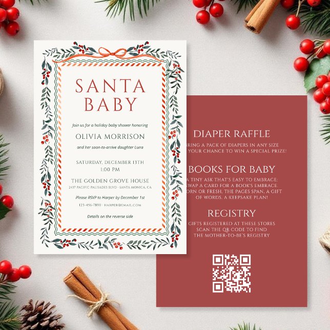 All in One Santa Baby Bow Christmas Baby Shower Einladung (Von Creator hochgeladen)