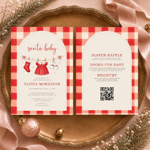 All in One Santa Baby Wäscheleine Babyparty-Einlad Einladung