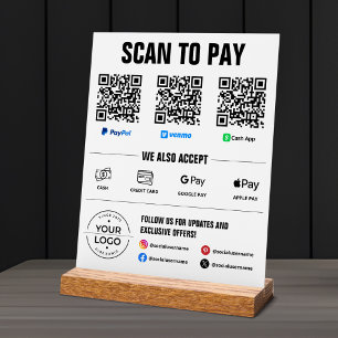 All-in-One Scan to PayPal PayPal Venmo Cash App Acrylschild