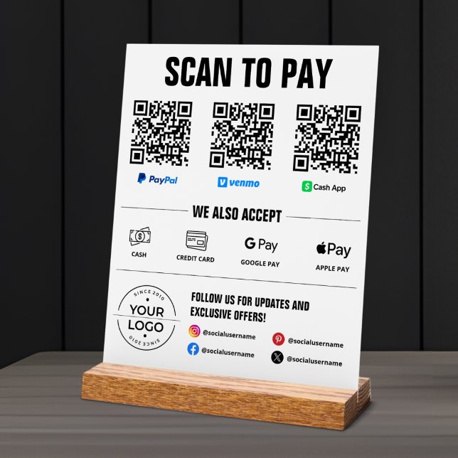 All-in-One Scan to PayPal PayPal Venmo Cash App Acrylschild (Von Creator hochgeladen)