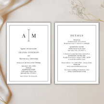 All-In-One Schwarz-Weiß-Monogramm Minimale Hochzei