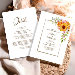 All in One Sunflower Pink Blues Hochzeit Einladung